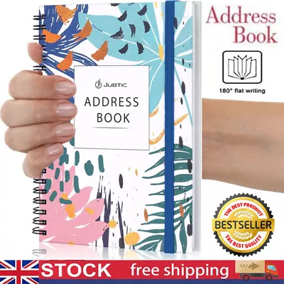 Telephone Address Book A-Z Index Hardcover A5 Contact Birthday Book Spiral Bound • £6.32