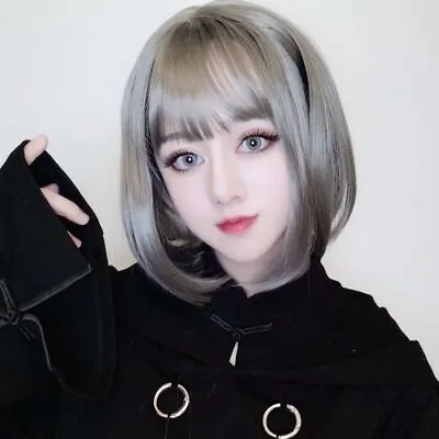 Cosplay Wig Male And Female Clavicle Short Hair Korean BOBO Round Face Lolita • £18.29