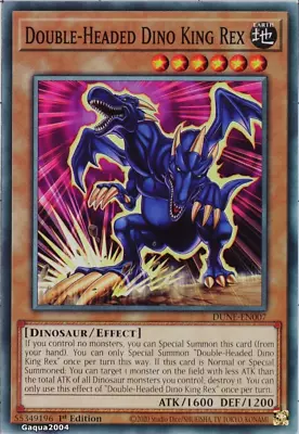 YuGiOh Double-Headed Dino King Rex DUNE-EN007 Common 1st Edition • £0.99