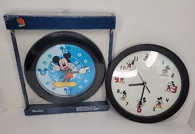  Mickey Mouse Vintage Wall Clocks Lot Of Two Moving Hands Round Westclox   • $25.49