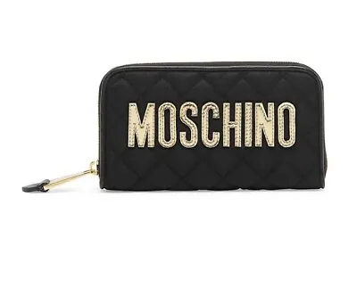 Moschino Women's Logo Quilted Nylon Continental Wallet Black • $150