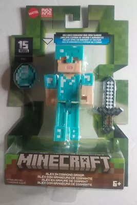 Minecraft 15th Anniversary Alex With Diamond Armor & Iron Sword 3.5  Figure NEW • $18.98