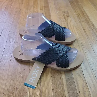 Roxy Roselani Womens Sandals Sz 11 Black Slip On Sandal NEW NWOB (KZ5) • $27.83