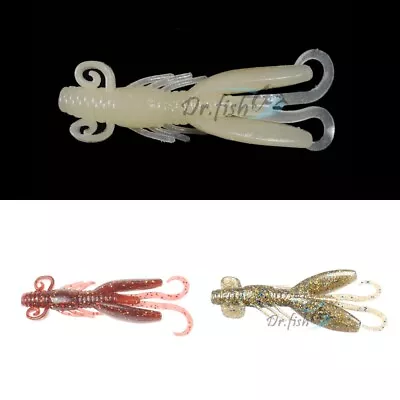 Lot 6 4  Fishing Soft Lure Grub Worms Craws Saltwater Silicone Bait Catfish Pike • $9.92