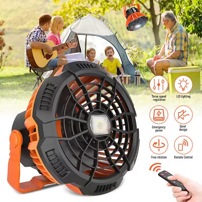 Portable Desk Fan Rechargeable Outdoor USB Fan Camping Fan W/ Hook And Led Light • £13.96