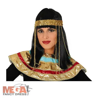 Ancient Egyptian Queen Wig Ladies Fancy Dress Cleopatra Adults Costume Accessory • £7.95