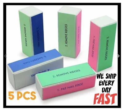 5 PCS Nail Art Shiner Buffer 4 Ways Polish Sanding File Block Manicure FAST SHIP • $8.75