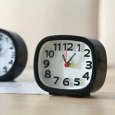 $18.98 • Buy Travel Clock Non-ticking Analog Alarm Clock Silent Quartz Movement-Black