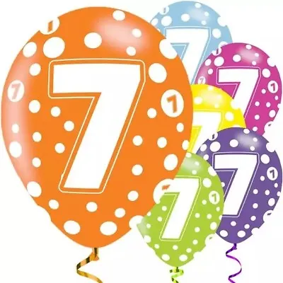 7th BIRTHDAY X 6 Helium/Air 11  Latex Balloons Party Table Decoration • £2.90