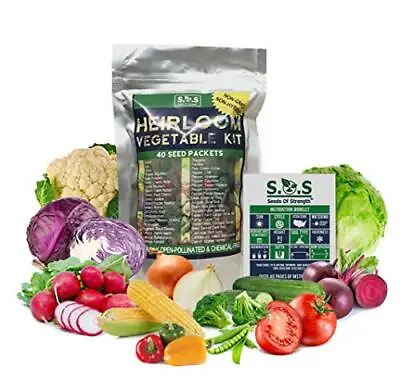 40 Variety Pack Non GMO Heirloom Survival Garden () Vegetable Seeds • $22.65