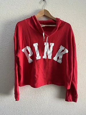 $17.95 • Buy PINK Victoria's Secret Cowl Neck Drawstring Crop Sweatshirt Women's Large 
