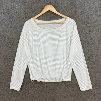 $29.95 • Buy Lululemon Womens Top Size CAN 6 AUS 10 White Boat Neck Long Sleeve J7220