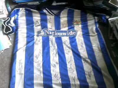 Vintage Halifax Town Afc Football Shirt Home Season 1999/2000 Fully Signed Squad • £89.99