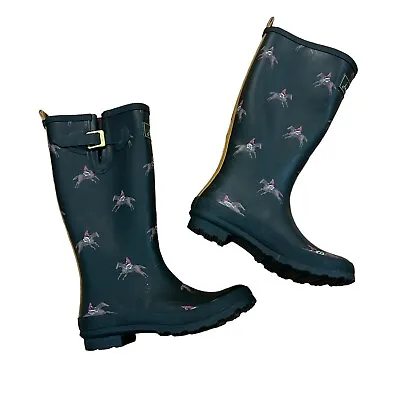 Joules Women's Rain Boots Wellies Horse Riding Equestrian Muck Green Size US7 • $16.99