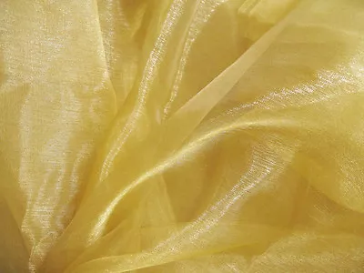 A32 (Sell Per Yard)'Gold Rod' Crystal Mirror Organza Sheer Drapping Dress Fabric • $2.49