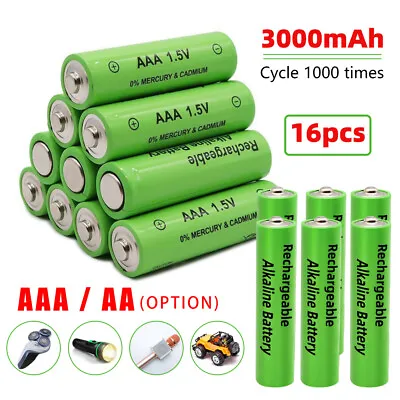 16Pcs 3000mAh 1.5V AA AAA Rechargeable Batteries Lithium Li-ion Alkaline Battery • $7.99