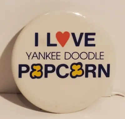 Horn Vintage 1980's I Love Yankee Doodle Popcorn Advertising Pinback Button Pin • $2.99