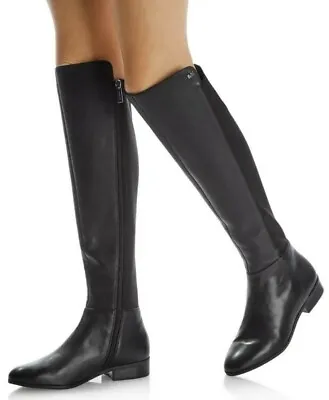 Michael Kors Women's Leather Bromley Flat Boots Sz 5.5 / 35.5 Black NEW • $95