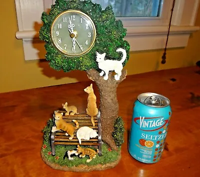 RARE Vintage 80s Polystone Cat Clock Imported By Elby Works Great Cat Lady Fun • $94.22