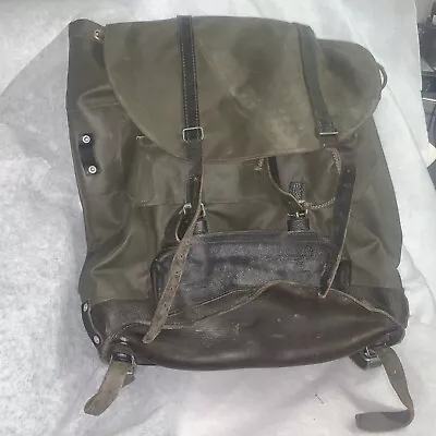 VTG Swiss Army Rubberized Waterproof & Leather Military Rucksack Backpack • $100