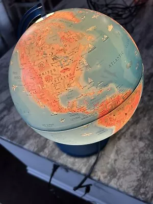 Scan Globe Type X Vintage Light Up Illuminated World With Pictures 12  Blue Base • $29.99