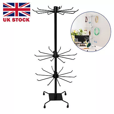 3-Tier Metal Rotating Jewelry Display Stand Hat Socks Display Rack Keyring Rack • £9.49