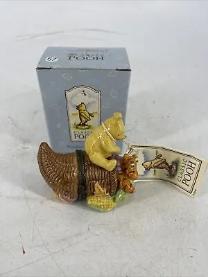 Midwest Of Cannon Falls Classic Pooh Porcelain Hinged Box Thanksgiving Sharing • $44.99