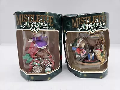 Mistletoe Magic Ornaments Bear And Mouse NOS Lot Of 2 • $19.99