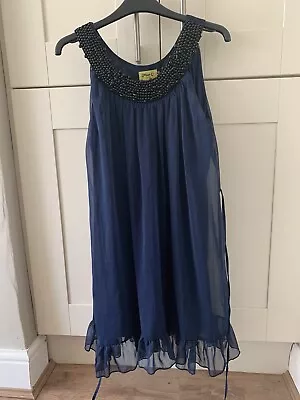 Max C London Blue Beaded Babydoll Dress Vintage Y2K Size S/M • £2.50