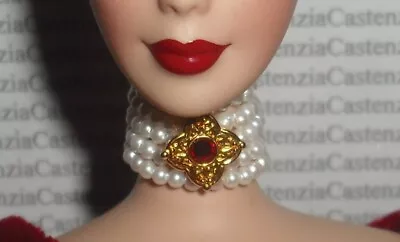 Jewelry Barbie Doll Faberge Imperial Splendor Faux Pearl Ruby Choker Necklace • $27.95