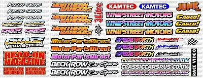 V4   FILLER SHEET Banger Stock Car Mardave Kamtec RC Stickers Decals Vinyls • £9.98