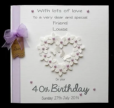 Large Personalised Flowerheart Birthday Card Mum Sister Daughter Nan Nana Auntie • £6.79