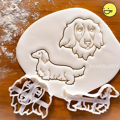 Set Of 2 Long Haired Dachshund Cookie Cutters | Sausage Dog Cute Wiener Doxie • £15.82