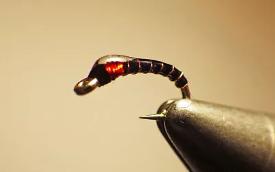 Black Beauty Midge Ruby Hot Spot Fly Fishing Flies Trout Flies Tailwater Flies • $12.95