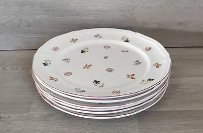 (6) Villeroy & Boch Petite Fleur 10.5  Dinner Plates Scalloped Edges Porcelain  • $59.99