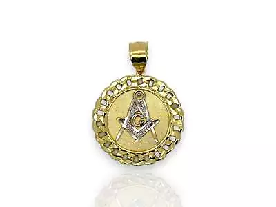 Masonic Symbol  Freemason  Pendant CZ - 10k Yellow Gold • $319.90