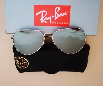 $70 • Buy Ray Ban Aviator Silver Frame Silver Mirror Sunglasses RB3025 003/40 *Preowned*