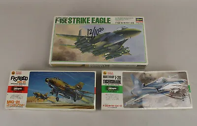 Lot 3 New Sealed 1/72 Hasegawa F-20 Tigershark MiG-21 Fishbed F-15E Strike Eagle • $29.99