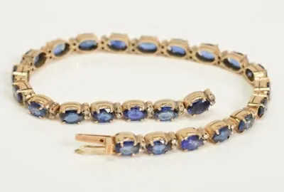 14ct Gold Sapphire And Diamond Tennis Bracelet 0.48ct Diamond And Sapphire • £740