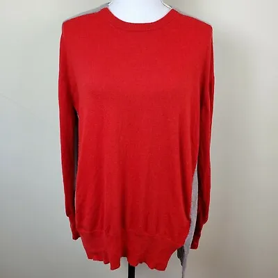 J. CREW Womens Sweater Tunic L Large Pullover Red Grey Colorblock Crew Neck • $24.99