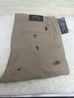 Polo Ralph Lauren Pony Embroidered Preppy Chino Pants Stretch Straight Fit 34x30 • $71.99