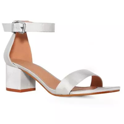 Ladies Block Heels Sandals Wedding Bridal Party Prom Evening Comfort Shoes New • £14.99