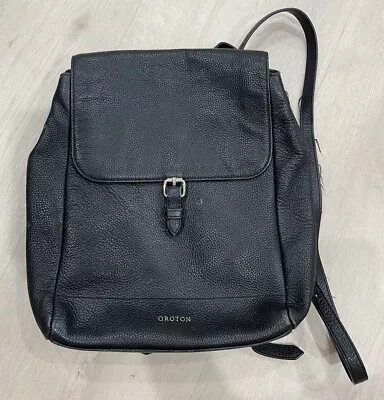 Oroton Black  Leather  Medium Size Backpack  • $120