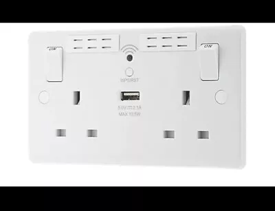 LAP White 13A Switched Double WiFi Extender Socket With USB • £19.99