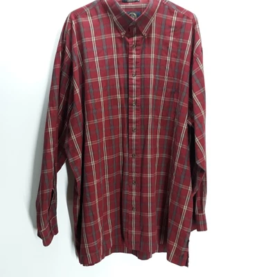$20.99 • Buy BD Baggies Mens 3XL Tall Red Tan Gray Plaid Button Shirt Chatham Cloth Long