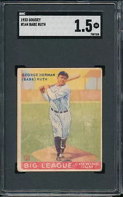 1933 Goudey Babe Ruth #144 SGC 1.5 - Yankees - PWCC-E • $7800