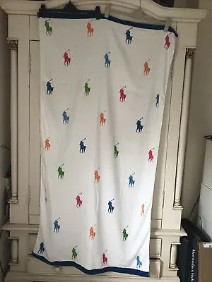 New Tags Ralph Lauren Beach Bathroom Towel Large White With Polo Horses RRP  £75 • £47.99