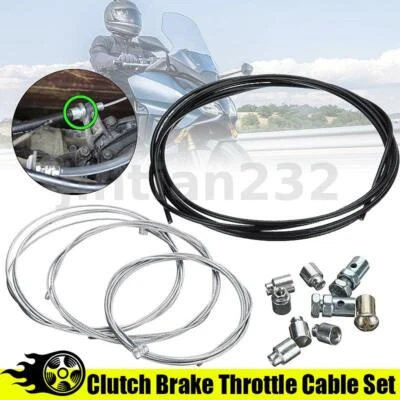 $14.44 • Buy Universal Motorcycle Control Cable Kit Clutch Brake Throttle Brake Cable Set +