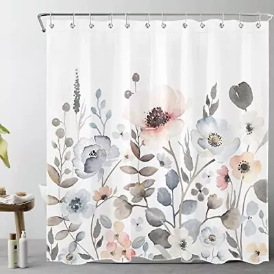  Blue And Pink Floral Shower Curtain For BathroomModern 72''Wx72''L White • $26.80