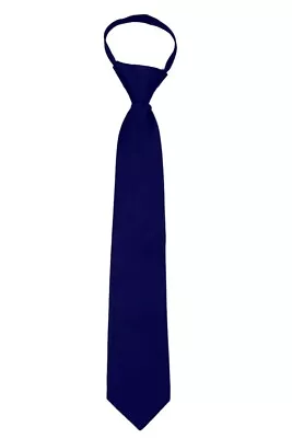 Men's Navy Solid Pretied Zipper Necktie Weddings Business School • $12.95